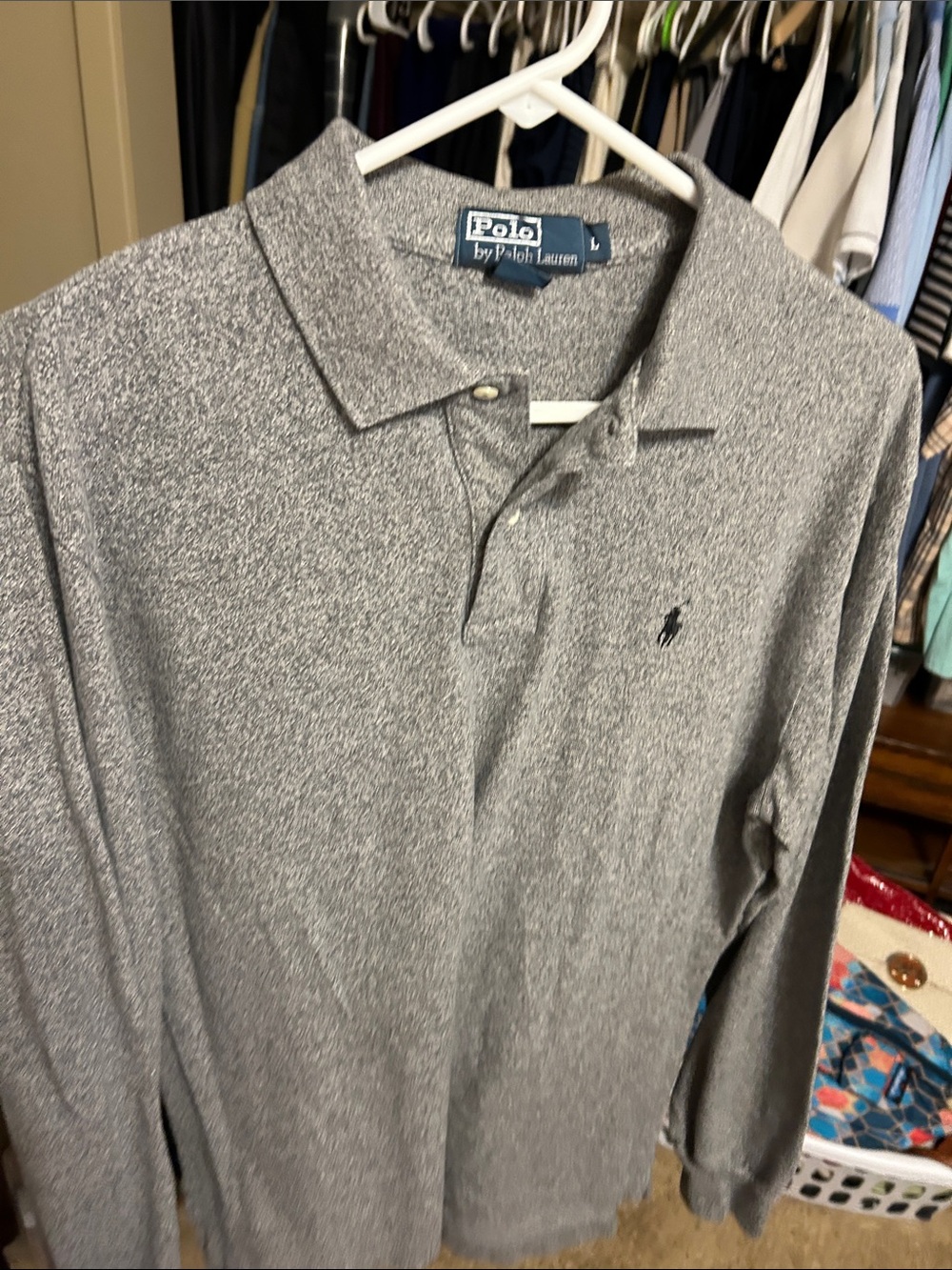 Polo by Ralph Lauren Heather Gray Long Sleeve Polo
